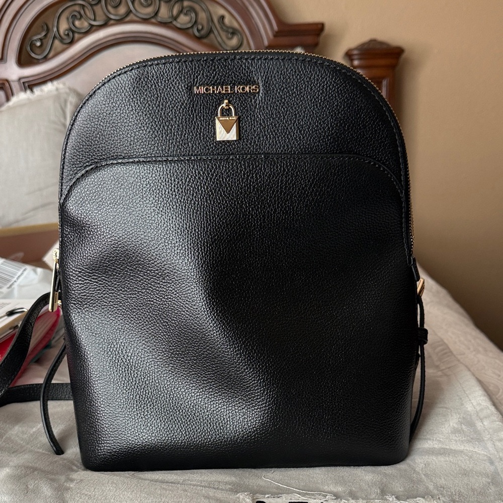 Michael Kors Black Pebbled Leather Backpack